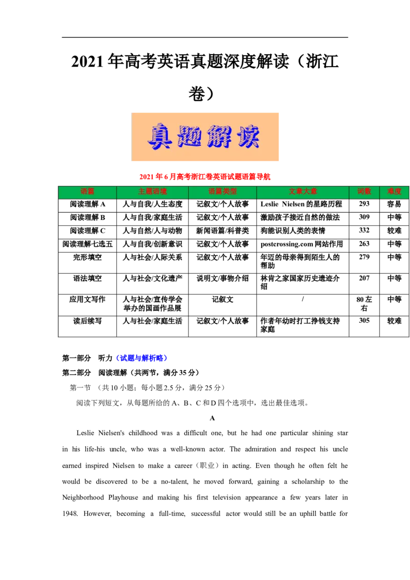 2021年6月浙江卷（详解+解读）_2024年5月_01按日期_1号_2024高考英语听力专题（80套模拟训练+历年真题）(附音频）_2005-2023年高考英语听力真题汇总