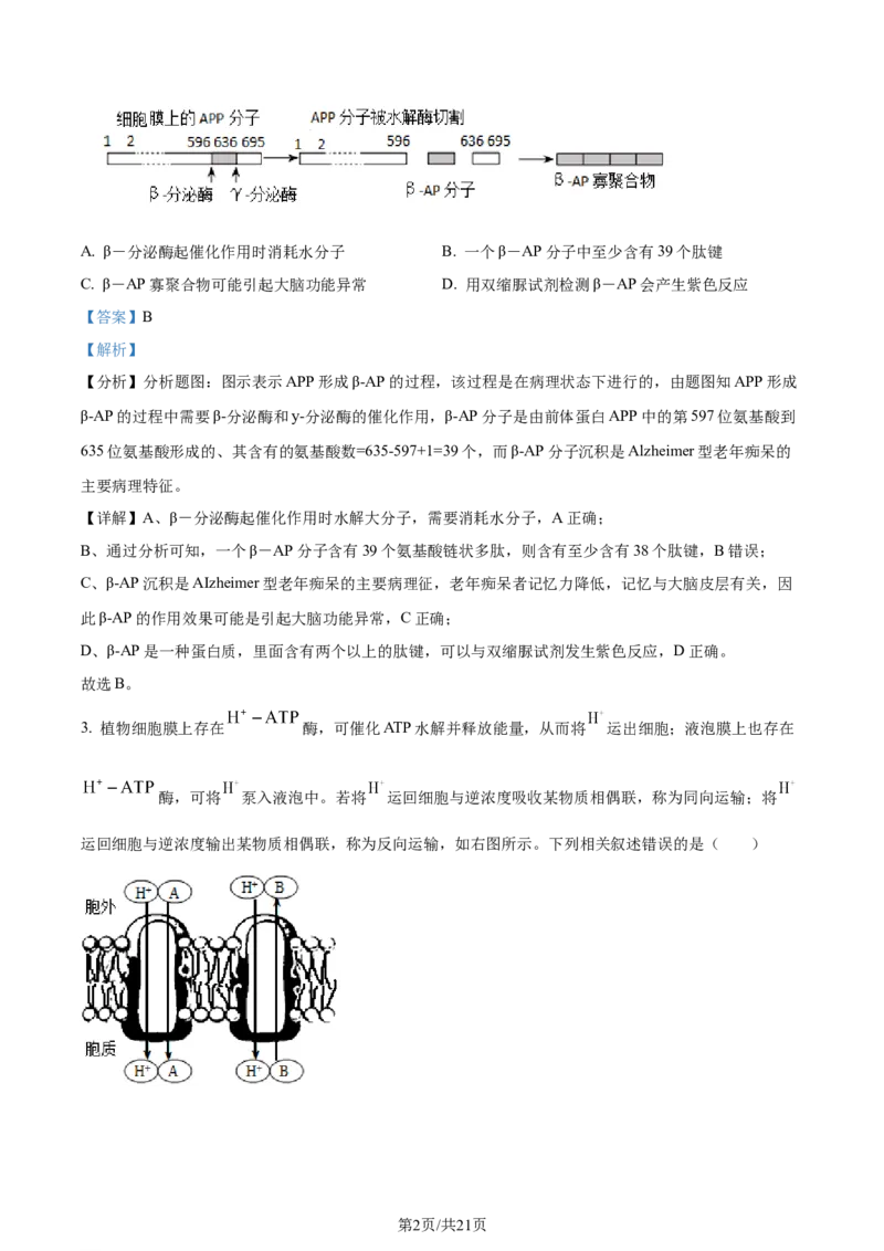 精品解析：湖北省重点高中智学联盟2023-2024学年高三10月联考生物试题（解析版）(1)_2023年10月_0210月合集_2024届湖北省重点高中智学联盟高三上学期10月联考