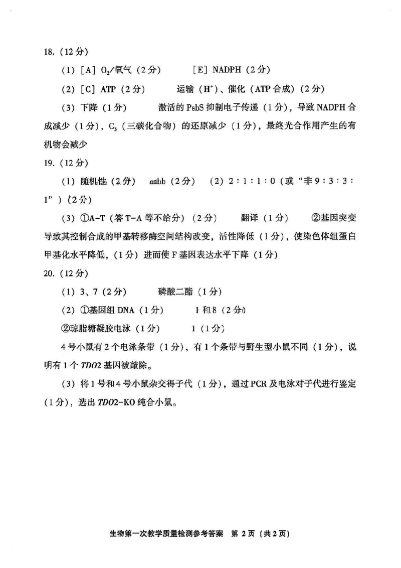 福建省漳州市2023-2024学年高三上学期第一次教学质量检测生物试题(1)_2023年9月_029月合集_2024届福建省漳州市高三上学期第一次教学质量检测