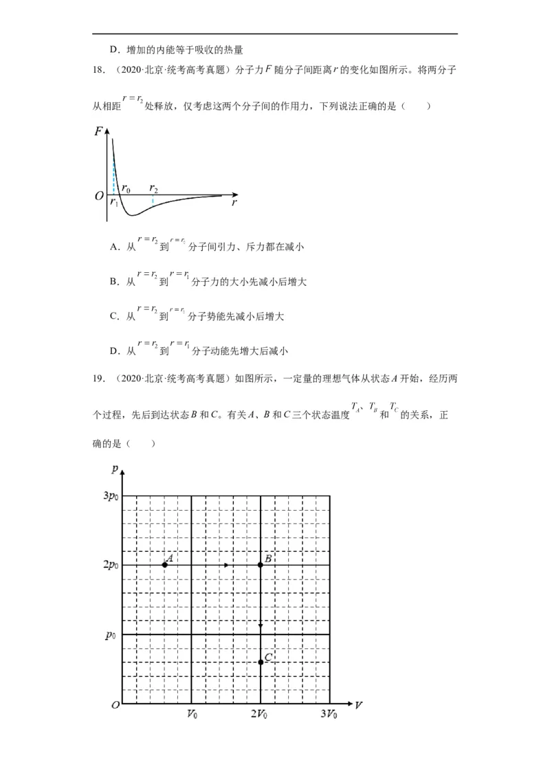 专题15热学(原卷版)_赠送：2008-2024全套高考真题_高考物理真题_送高考物理五年真题(2019-2023)分项汇编（全国通用）