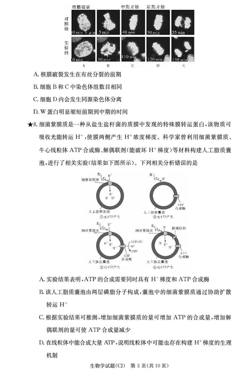 生物试卷（高三暑假作业检测CJ）_2023年8月_028月合集_2024届湖南省长沙市长郡中学高三上学期入学考试（暑假作业检测）