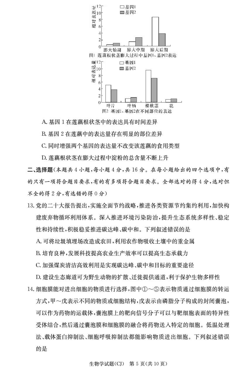 生物试卷（高三暑假作业检测CJ）_2023年8月_028月合集_2024届湖南省长沙市长郡中学高三上学期入学考试（暑假作业检测）