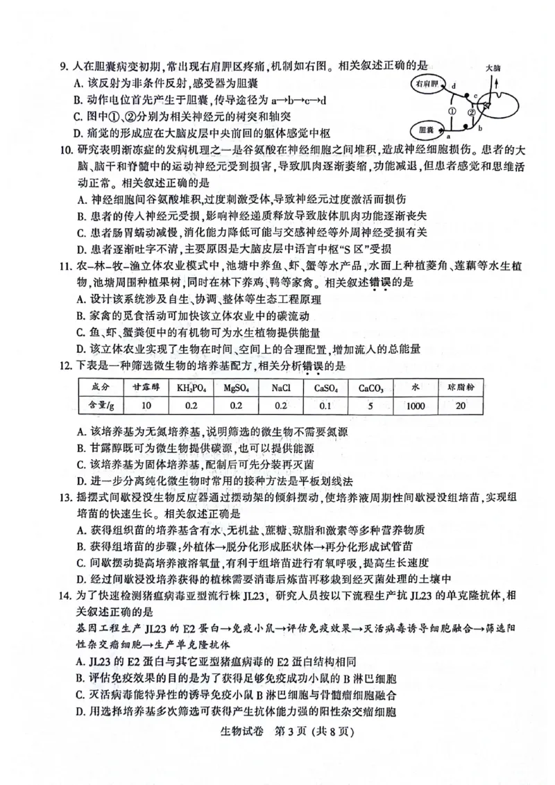 2024届江苏省南通市高三下学期第二次调研测试生物试题(1)_2024年3月_013月合集_2024届江苏省苏北七市高三第二次调研测试