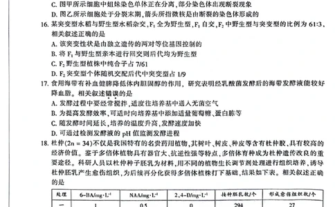 2024届江苏省南通市高三下学期第二次调研测试生物试题(1)_2024年3月_013月合集_2024届江苏省苏北七市高三第二次调研测试