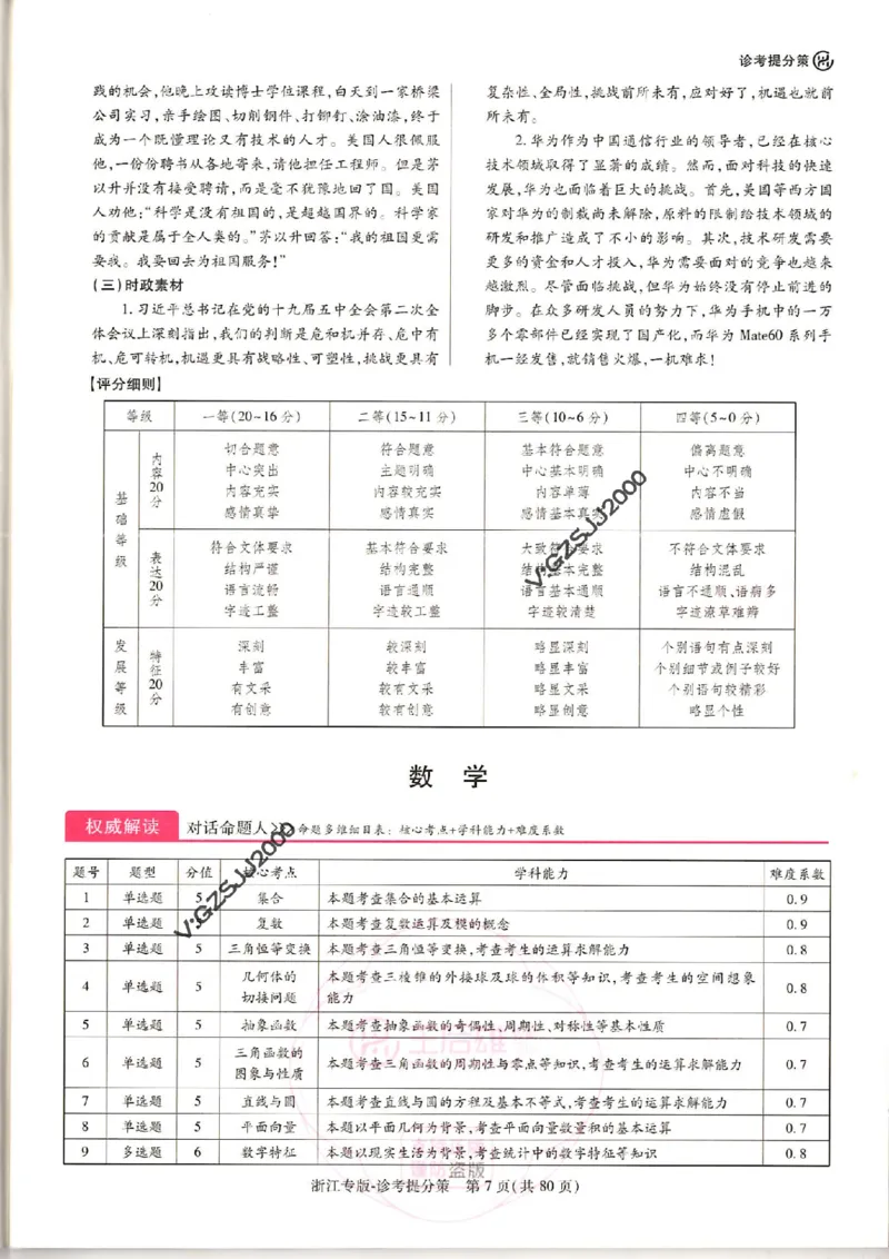 王后雄高考押题预测卷2024浙江专版诊考提分册_纯图版_2024高考押题卷_22024王hou雄_16王后雄押题_2024年王后雄高考押题预测卷（浙江专版）