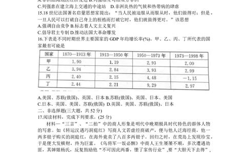 2024安徽省京师测评高三质量联合检测历史试题(1)_2024年5月_025月合集_2024安徽省京师测评高三质量联合检测