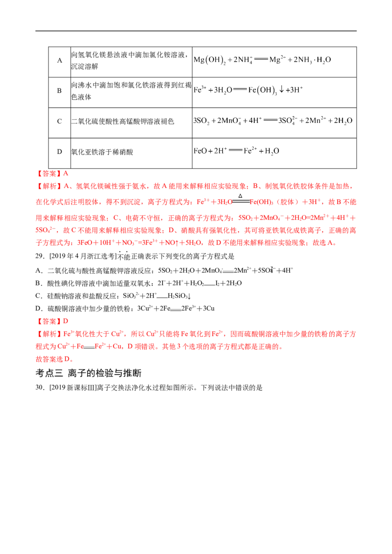 专题03离子反应-五年（2019-2023）高考化学真题分项汇编（全国通用）（解析版）_赠送：2008-2024全套高考真题_高考化学真题_送高考化学五年真题(2019-2023)分项汇编（全国通用）