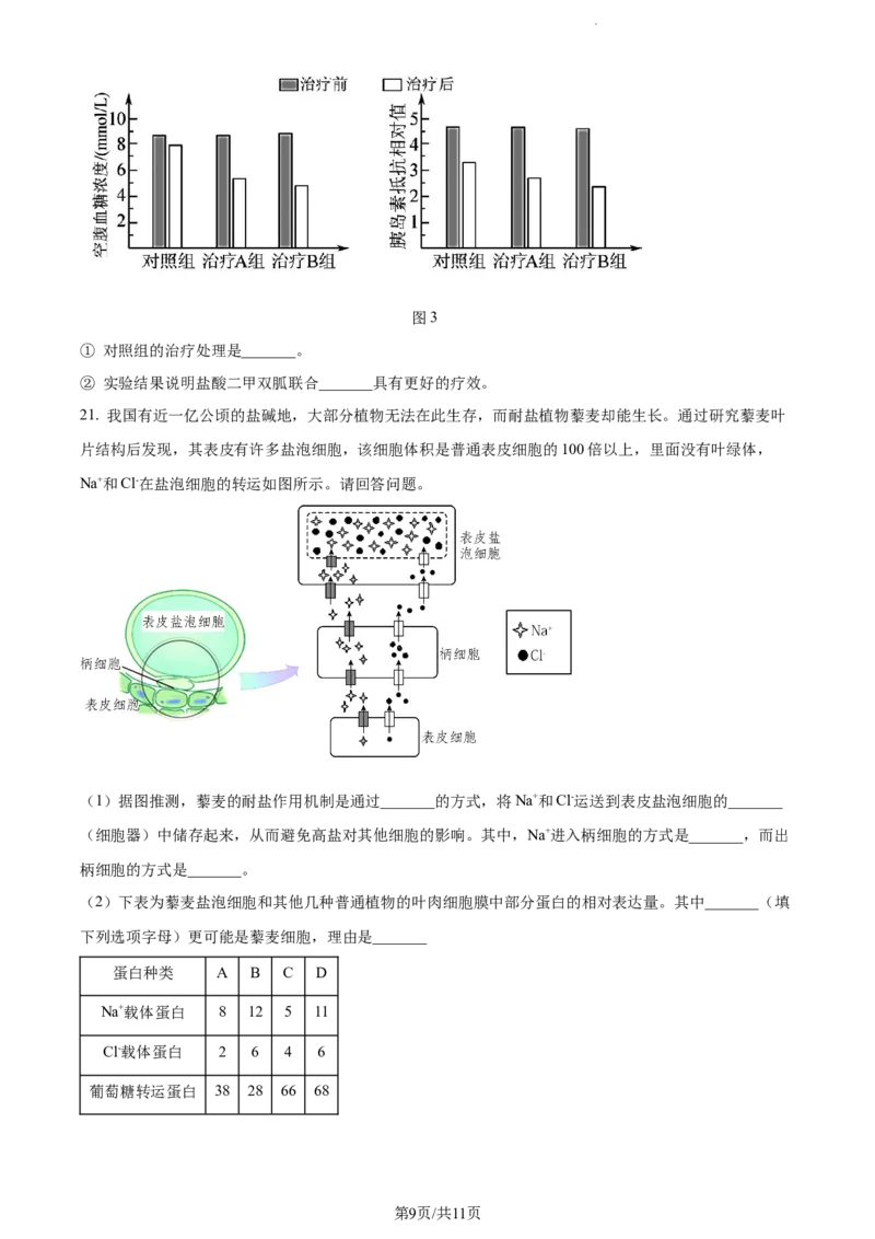 精品解析：江苏省常州市联盟学校2023-2024学年高三10月学情调研生物试题（原卷版）(1)_2023年10月_0210月合集_2024届江苏省常州市联盟学校高三上学期10月学情调研