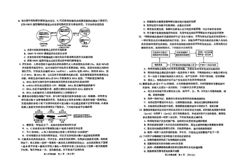 2024届吉林省吉林地区普通高中高三三模考试生物试卷+答案(1)_2024年4月_024月合集_2024届吉林省吉林地区普通高中高三三模考试