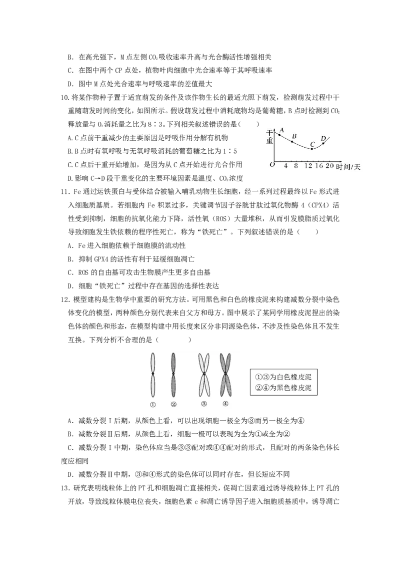 湖北省荆州中学2023-2024学年高三上学期10月半月考生物试题(1)_2023年10月_0210月合集_2024届湖北省荆州中学高三上学期10月半月考_湖北省荆州中学2024届高三上学期10月半月考生物