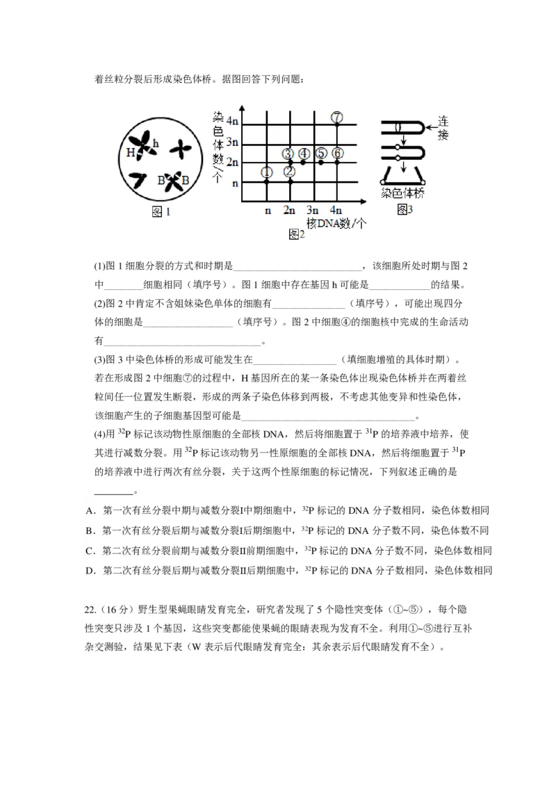 湖北省荆州中学2023-2024学年高三上学期10月半月考生物试题(1)_2023年10月_0210月合集_2024届湖北省荆州中学高三上学期10月半月考_湖北省荆州中学2024届高三上学期10月半月考生物