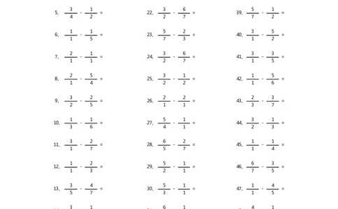 分数减法第21-40篇（初级）_编码0121-6年级数学口算计算_口算题（适合5年级）_分数-减法（200篇）_（分数）减法初级（100篇）