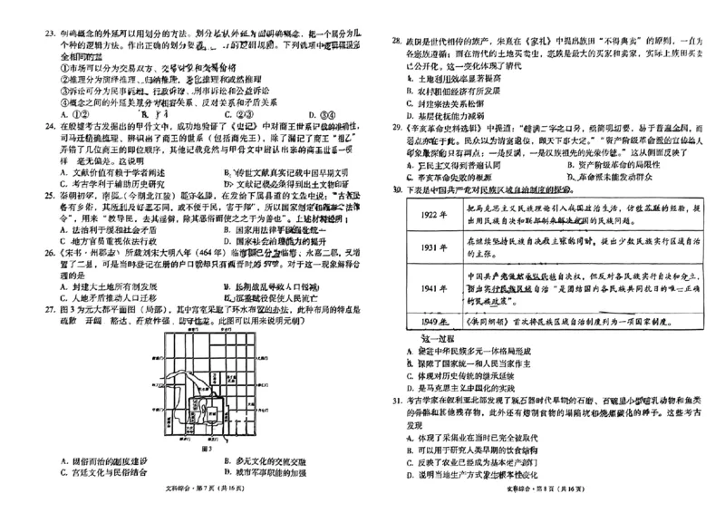 2024届云南省高三下学期3+3+3高考备考诊断性联考（二）文综试题_2024年4月_01按日期_13号_2024届云南广西贵州&ldquo;3+3+3&rdquo;高考备考诊断性联考(二)
