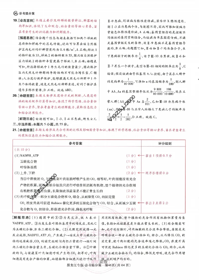 王后雄高考押题预测卷2024黑龙江专版诊考提分册_2024高考押题卷_22024王hou雄_16王后雄押题_2024年王后雄高考押题预测卷（黑龙江专版）