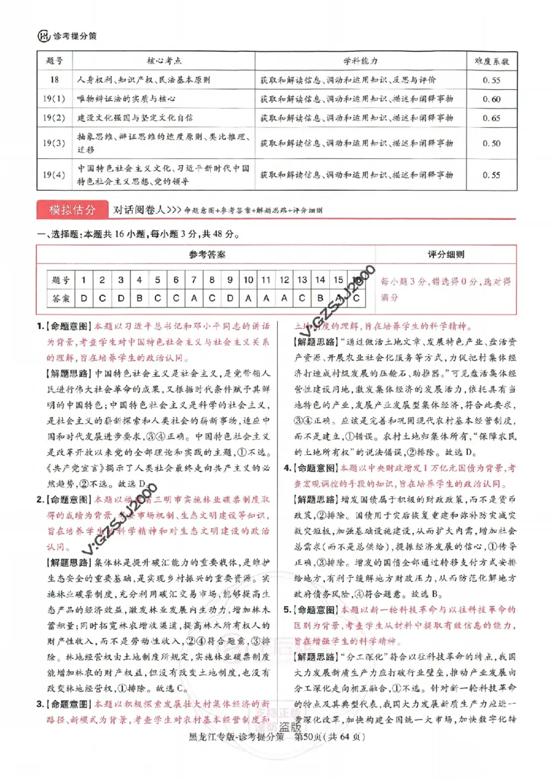 王后雄高考押题预测卷2024黑龙江专版诊考提分册_2024高考押题卷_22024王hou雄_16王后雄押题_2024年王后雄高考押题预测卷（黑龙江专版）