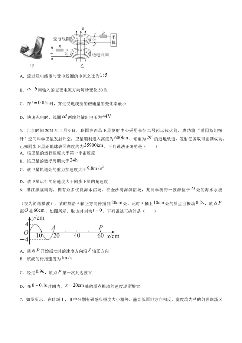 2024届广东省湛江市普通高考第一次模拟考试物理试题(1)_2024年2月_022月合集_2024届广东省湛江市高三一模