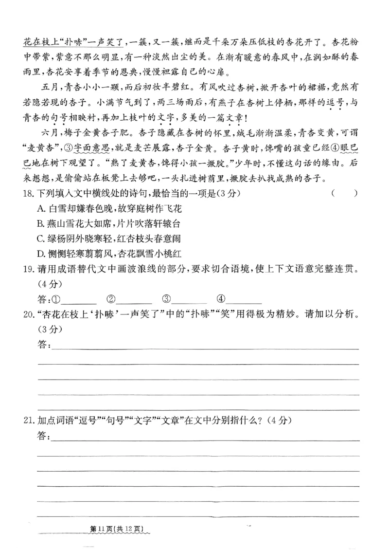 2024届河北省高三下学期普通高中学业水平选择性考试语文_2024年3月_013月合集_2024届河北省高中学业水平选择性考试模拟试题（四）