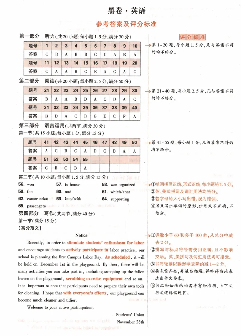 英语黑卷（答案）_2023高考押题卷_腾远黑白卷（官方只发售理科及新高考版本）_新高考_2023年《腾远高考黑白卷》英语（新高考）