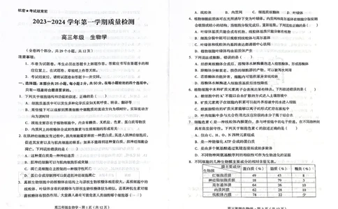 生物(1)_2023年10月_0210月合集_2024届云南省高三上学期10月第一次质量检测_云南省2024届高三上学期10月第一次质量检测生物