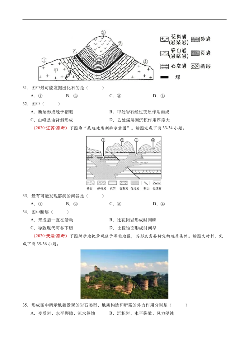 专题05地表形态的塑造-五年（2019-2023）高考地理真题分项汇编（原卷版）_赠送：2008-2024全套高考真题_高考地理真题_送高考地理五年真题(2019-2023)分项汇编（全国通用）
