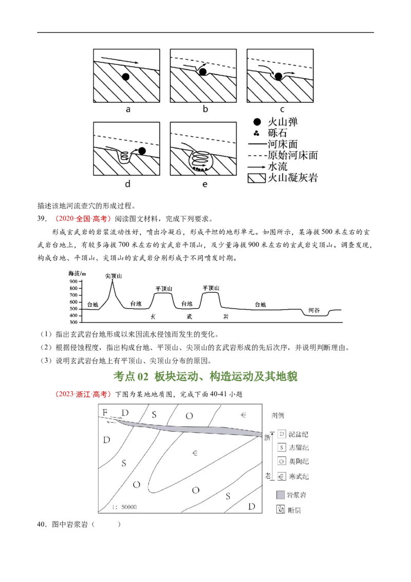 专题05地表形态的塑造-五年（2019-2023）高考地理真题分项汇编（原卷版）_赠送：2008-2024全套高考真题_高考地理真题_送高考地理五年真题(2019-2023)分项汇编（全国通用）
