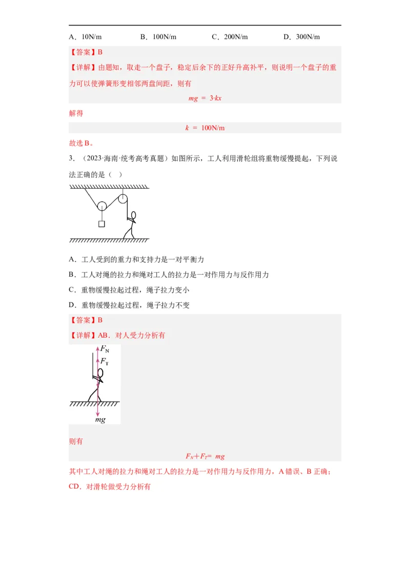 专题02相互作用(解析版)_赠送：2008-2024全套高考真题_高考物理真题_送高考物理五年真题(2019-2023)分项汇编（全国通用）