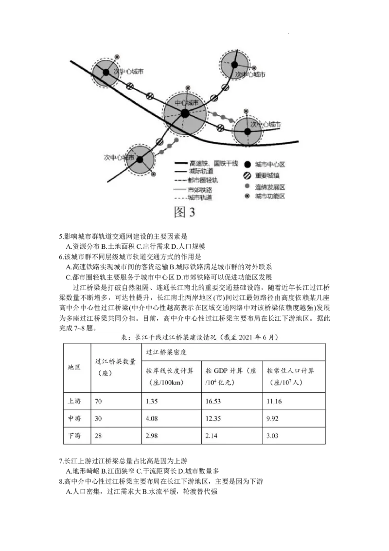 2024届吉林省长春市高三质量监测（四）地理试题(1)_2024年5月_025月合集_2024届吉林省长春市高三下学期四模试题