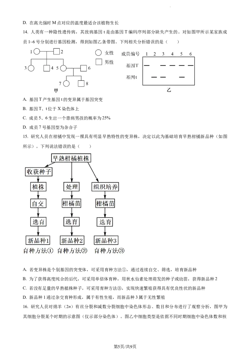 精品解析：贵州省贵阳市一中2023-2024学年高三10月月考生物试题（原卷版）(1)_2023年10月_0210月合集_2024届贵州省贵阳市第一中学高三上学期高考适应性月考（二）