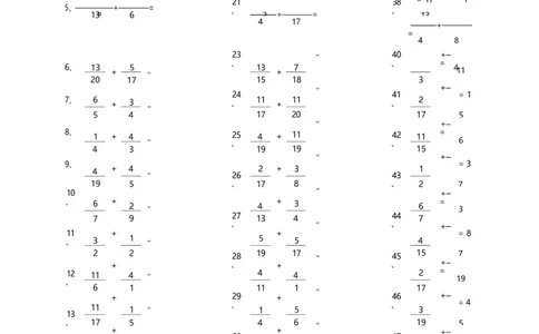 分数加法第21-50篇_编码0121-6年级数学口算计算_口算题（适合5年级）_分数-加法（200篇）_（分数）加法高级（100篇）