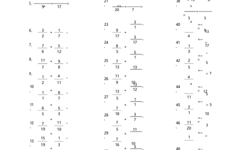 分数加法第21-50篇_编码0121-6年级数学口算计算_口算题（适合5年级）_分数-加法（200篇）_（分数）加法高级（100篇）