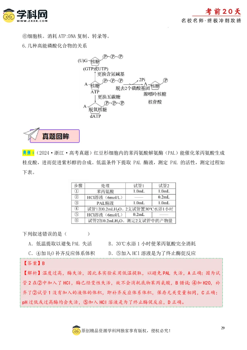 生物（一）-2024年高考考前20天终极冲刺攻略_2024高考押题卷_62024学科网全系列_21学科网高考考前终极攻略_生物-2024年高考考前20天终极冲刺攻略