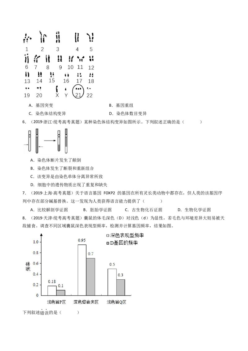专题14变异、育种与进化（原卷卷）_近10年高考真题汇编（必刷）_十年（2014-2024）高考生物真题分项汇编（全国通用）_十年（2014-2023）高考生物真题分项汇编（全国通用）