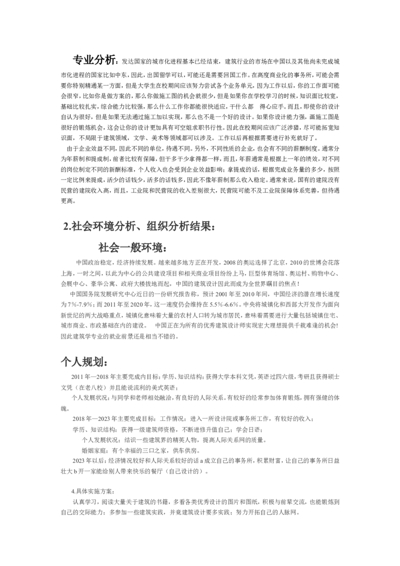 建筑学专业大学生职业生涯规划书-王欢_E6-职业规划_39建筑学专业