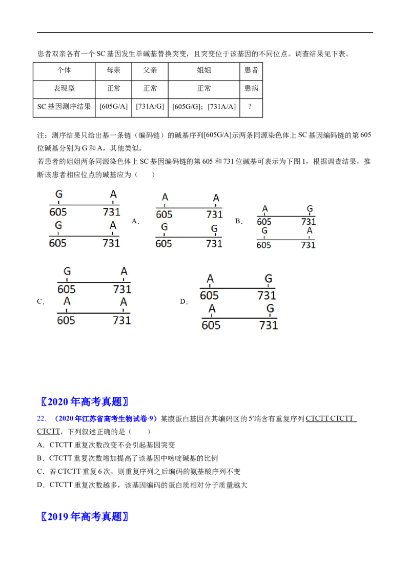 专题12变异、育种与进化-五年（2019-2023）高考生物真题分项汇编（全国通用）（原卷版）_赠送：2008-2024全套高考真题_高考生物真题