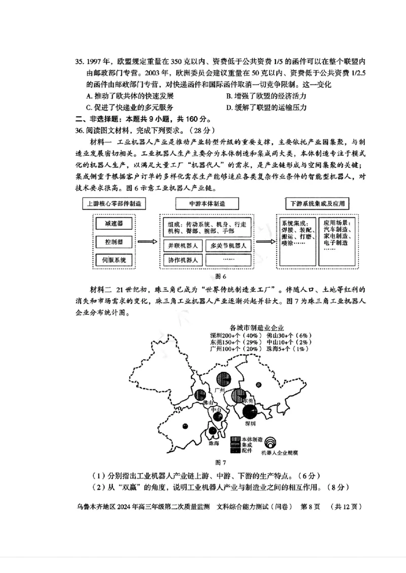 2024届新疆维吾尔自治区乌鲁木齐地区高三下学期第二次质量监测（二模）文综试题_2024年3月_013月合集_2024届新疆区乌鲁木齐高三下学期第二次质量监测