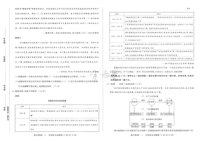 文科综合-24a3_2024高考押题卷_12024天星全系列_tx抢分密卷_tx抢分密卷（老教材）
