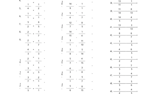 分数加减混合第31~50篇（初级）_编码0121-6年级数学口算计算_口算题（适合5年级）_分数-加减混合（280篇）_（分数）加减混合初级（100篇）