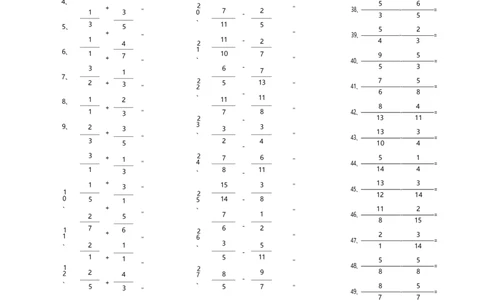 分数加减混合第31~50篇（初级）_编码0121-6年级数学口算计算_口算题（适合5年级）_分数-加减混合（280篇）_（分数）加减混合初级（100篇）