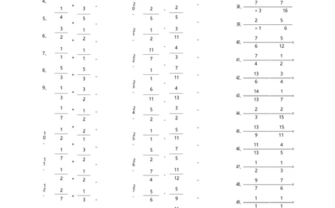 分数加减混合第31~50篇（初级）_编码0121-6年级数学口算计算_口算题（适合5年级）_分数-加减混合（280篇）_（分数）加减混合初级（100篇）