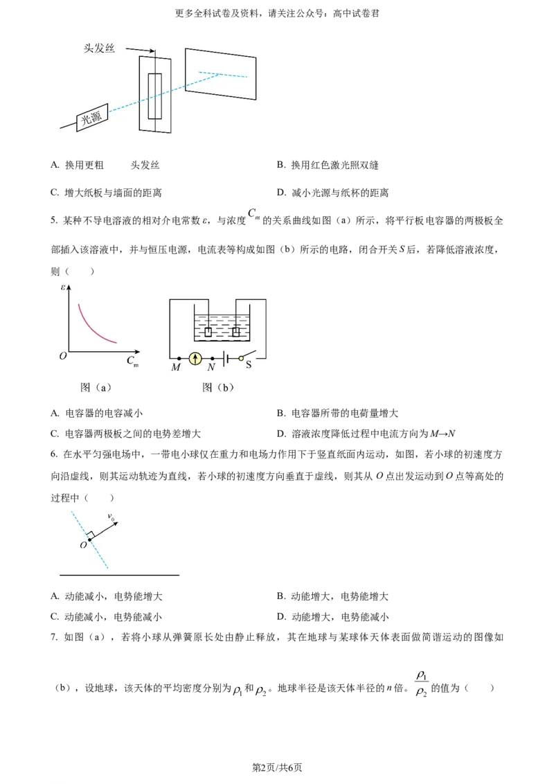 精品解析：2024年高考辽宁卷物理真题（原卷版）_2024年高考真题卷_2024年新高考黑龙江、吉林、辽宁高考真题_2024年新高考辽宁卷物理高考真题解析+参考版+适用地区辽宁+黑龙江+吉林