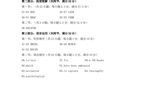 2024届浙江省Z20名校联盟高三第三次联英语试卷答案_2024年5月_01按日期_20号_2024届浙江省Z20名校联盟高三第三次联考_2024届浙江省Z20名校联盟高三第三次联英语