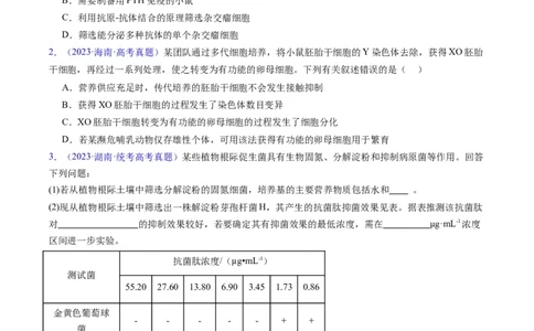 专题20细胞工程与胚胎工程-五年（2019-2023）高考生物真题分项汇编（全国通用）（原卷版）_赠送：2008-2024全套高考真题_高考生物真题