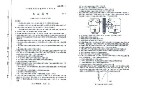 高三生物_2023年9月_01每日更新_6号_2024届山东省新高考联合质量测评高三上学期开学联考_山东省新高考联合质量测评2024届高三上学期开学联考生物