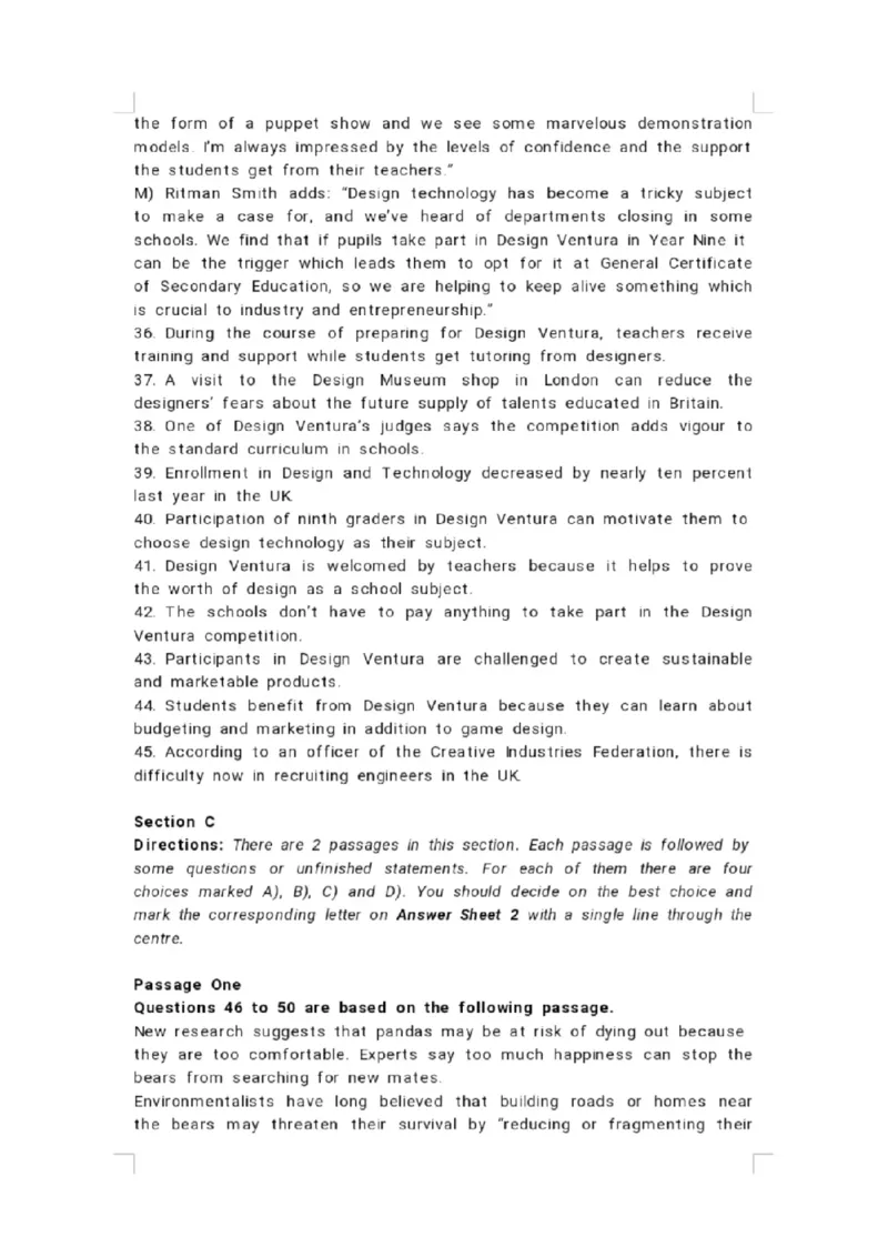 25年6月四级真题+答案（第一套）_英语四六级整合_英语四六级真题版本二此版为主此文件夹会持续更新_四级真题_1.四级真题+答案解析+听力音频(1989-2025)_32025年6月（真题＋答案）