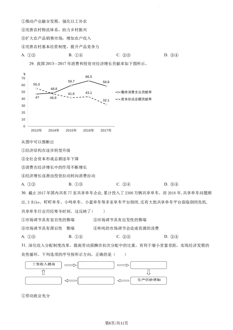 精品解析：山东省菏泽市鄄城县山东省鄄城县第一中学2023-2024学年高三上学期10月月考政治试题（原卷版）(1)_2023年10月_0210月合集_2024届山东省菏泽市鄄城县第一中学高三上学期10月月考