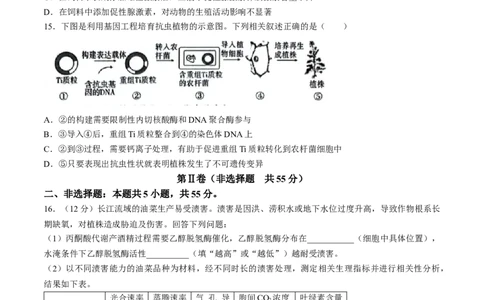 2024届安徽省安庆示范高中高三下学期4月联考（三模）生物试题+答案(1)_2024年4月_024月合集_2024届安徽省安庆高三下学期4月联考（三模）