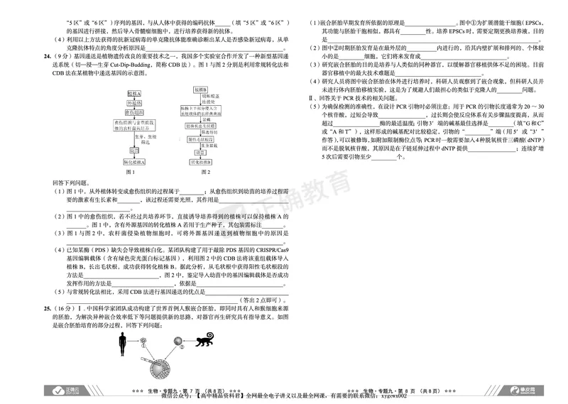 新高考《正确小卷》2024总复习生物质检卷2_2024高考押题卷_72024正确教育全系列_2024年正确小卷全系列_（新高考）2024《正确小卷&middot;复习质检卷》（九科全）各两套