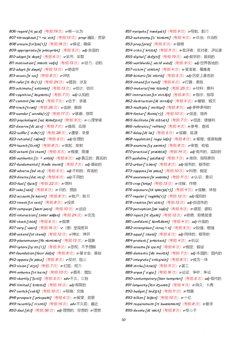六级1000高频词有音标_英语四六级整合_英语四六级真题版本一此版本可作为补充_大学英语CET6_X0_02-高频词汇+答题卡