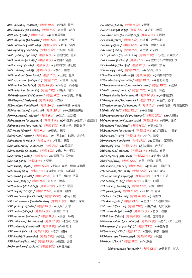 六级1000高频词有音标_英语四六级整合_英语四六级真题版本一此版本可作为补充_大学英语CET6_X0_02-高频词汇+答题卡