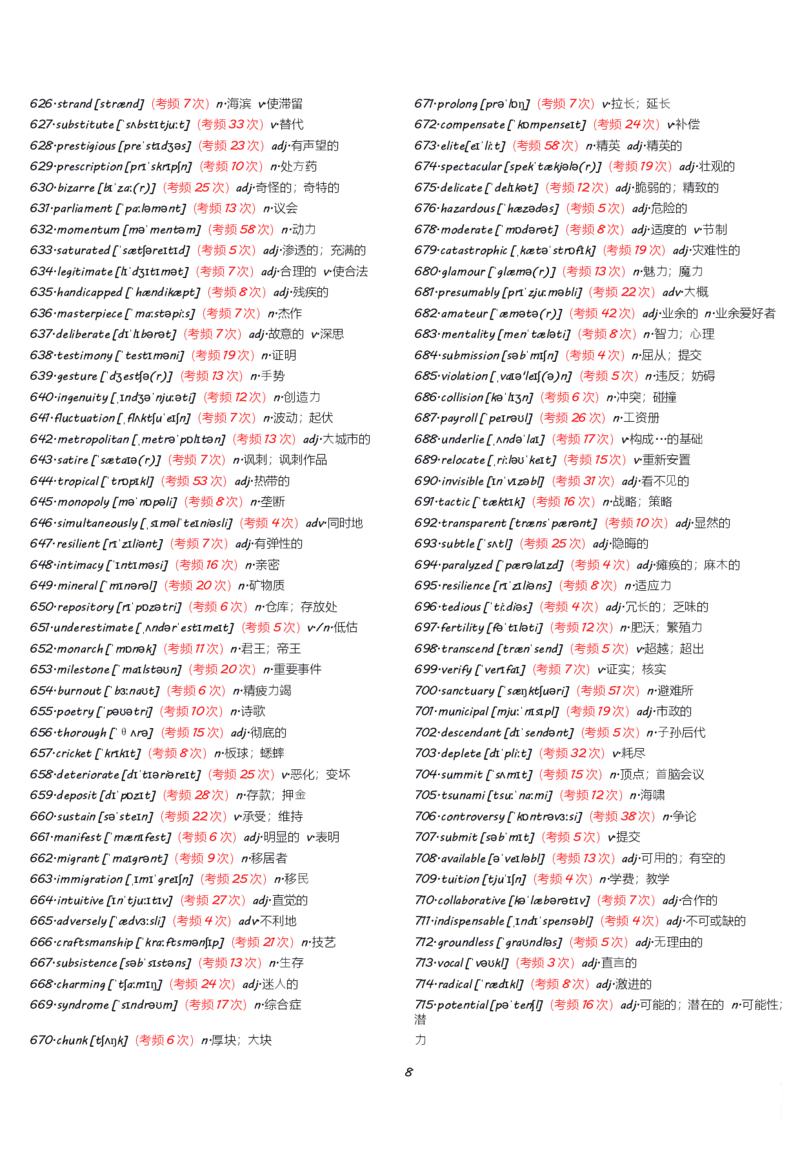 六级1000高频词有音标_英语四六级整合_英语四六级真题版本一此版本可作为补充_大学英语CET6_X0_02-高频词汇+答题卡